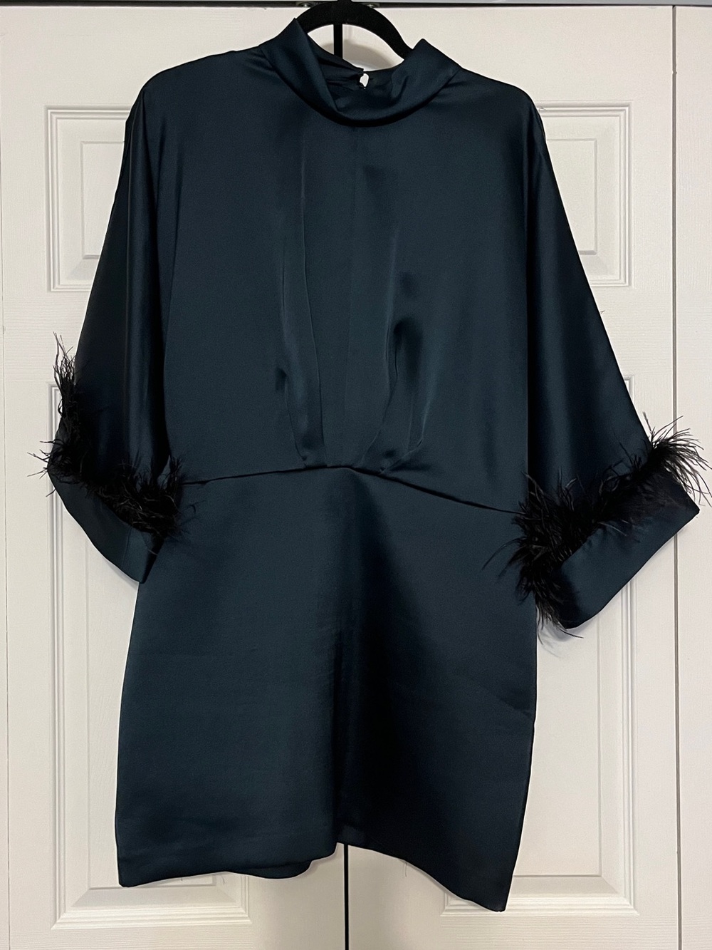 Zara Feather Satin Effect Short Dress